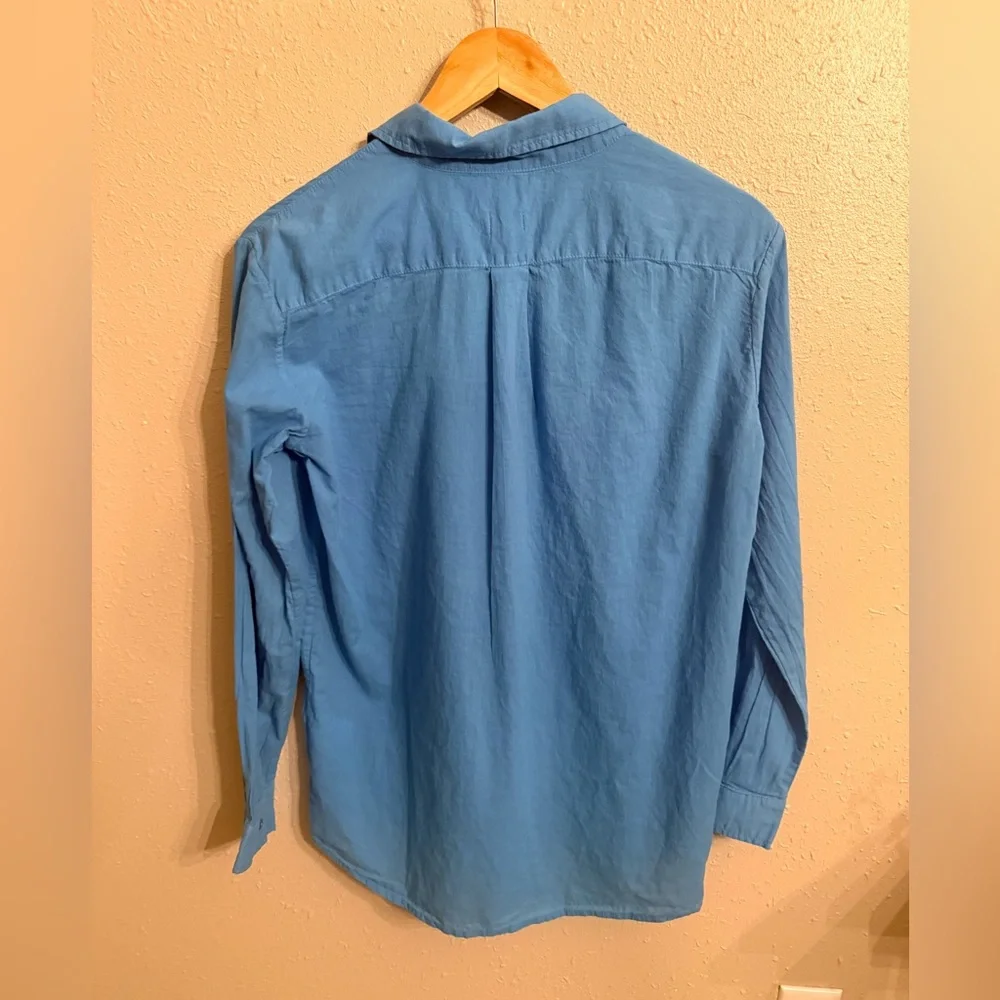 Kule Cotton Button Down Blouse Small Blue - Picture 7 of 7